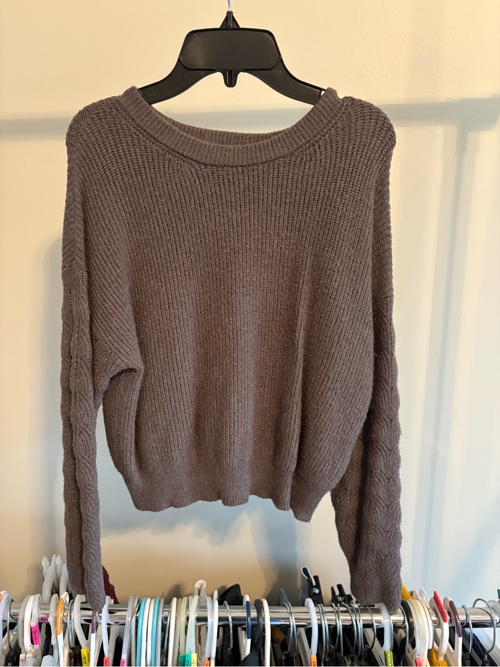 Poof! Mauve Crewneck Knit Sweater